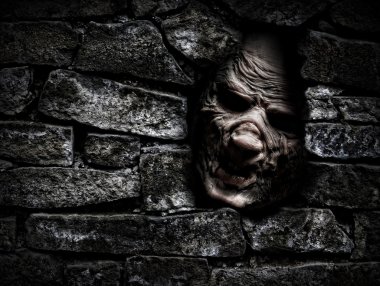 Monster behind the wall clipart