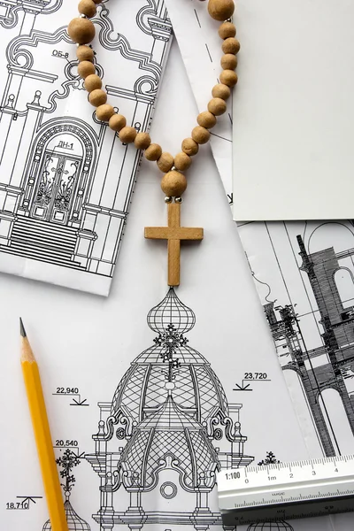 Architektonický projekt křesťanské církve — Stock fotografie