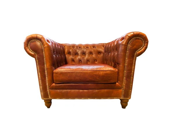 ビンテージの茶色の革肘掛け椅子 — ストック写真