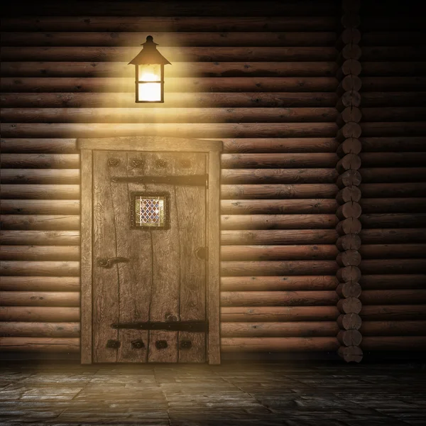 Drewniane ściany w nocy — Zdjęcie stockowe