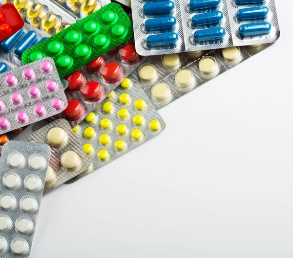 Varie pillole colorate sfondo — Foto Stock