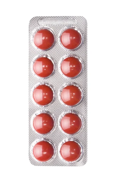 Placa de píldoras rojas — Foto de Stock