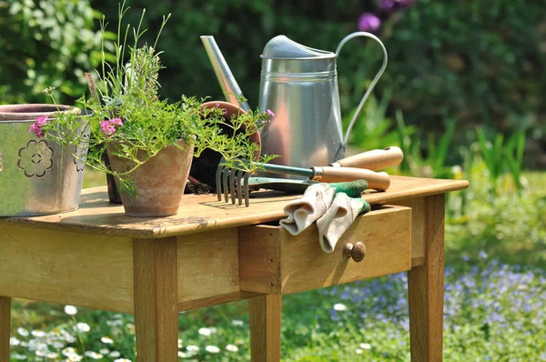 Trädgårdsarbete tabell — Stockfoto