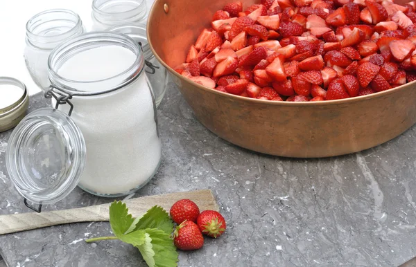 stock image Preparation of strawberry jam