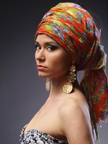 Beauty portrait of the girl with a turban