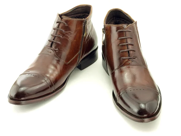 Skóra brązowy buty — Zdjęcie stockowe