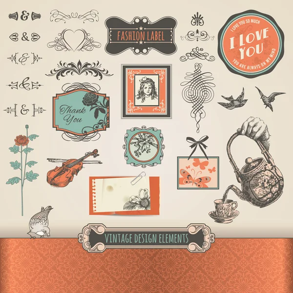 Vintage elements and labels — Stock Vector