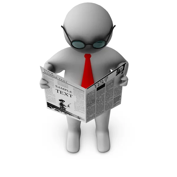 3D-s ember olvasó újság — Stock Fotó