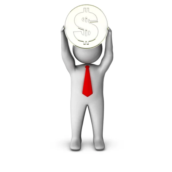 3D człowiek z monety dolara — Zdjęcie stockowe
