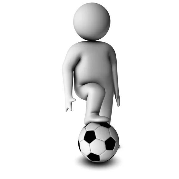 Beyaz bir arka plan üzerinde izole bir futbol ile 3D adam — Stok fotoğraf