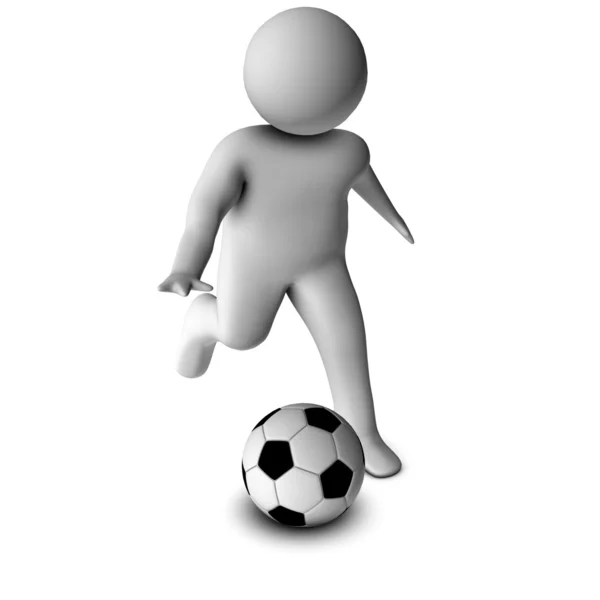 3D чоловік з футболом ізольований на білому тлі — стокове фото