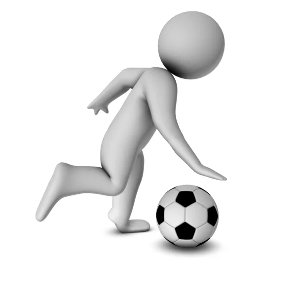 3D άνθρωπος με ένα ποδόσφαιρο που απομονώνονται πάνω σε λευκό φόντο — Φωτογραφία Αρχείου