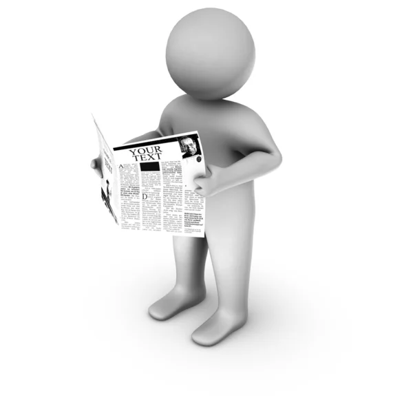 3d homem ler jornal — Fotografia de Stock