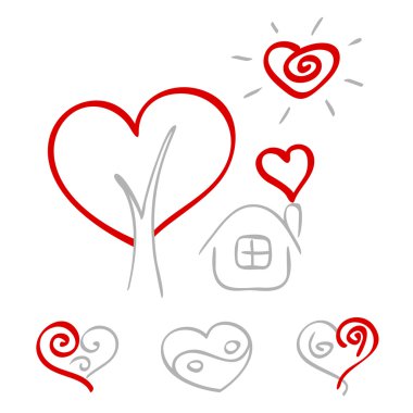 Hand drawn hearts 2 clipart