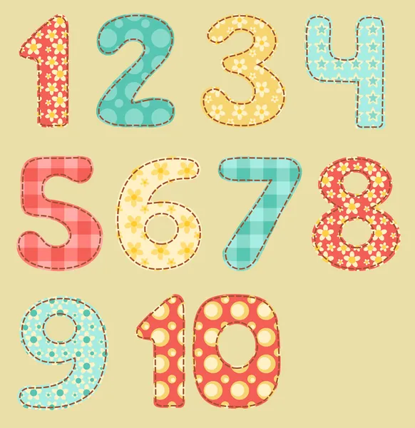 Vintage numbers patchwork set. Stock Vector