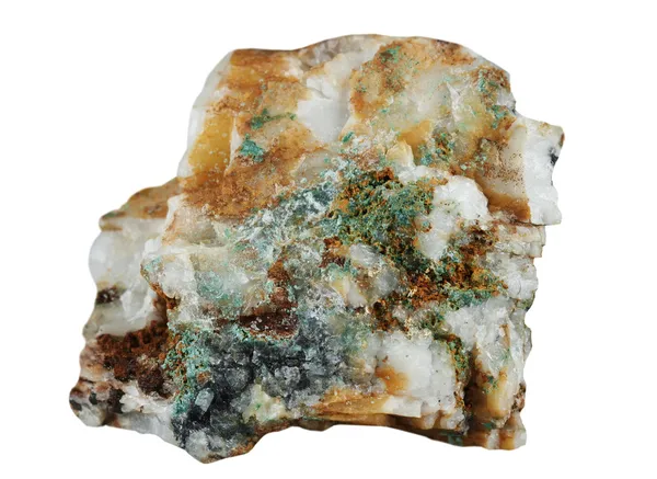Una muestra de cuarzo mineral y oro nativo — Foto de Stock
