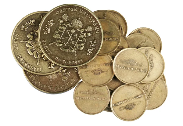Contadores del metro y moneda de la ciudad de San Petersbu — Foto de Stock