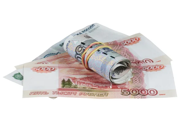 Geldscheine auf weißem Hintergrund — Stockfoto