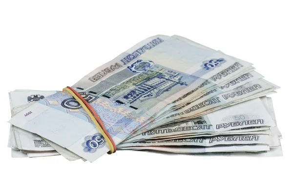 Pack av monetära anteckningar på en vit bakgrund — Stockfoto