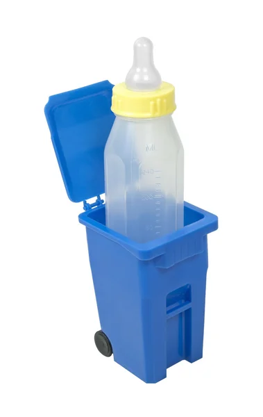 Recycling Bin and Baby Bottle — Stock Photo, Image