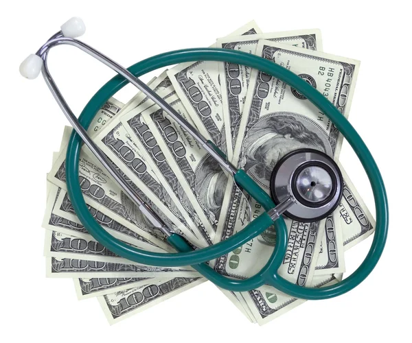 Stetoscopio e denaro — Foto Stock