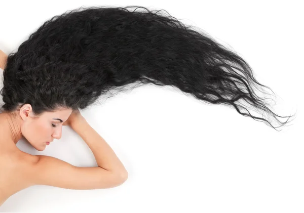 Ležící žena s dlouhými vlasy Stock Snímky