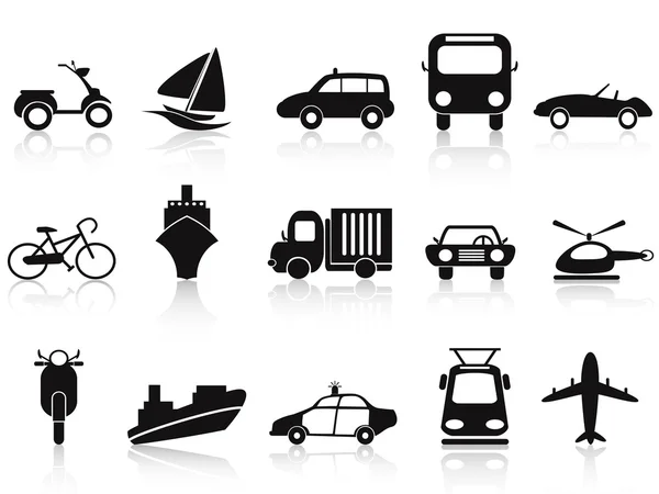 Conjunto de iconos de transporte negro — Vector de stock