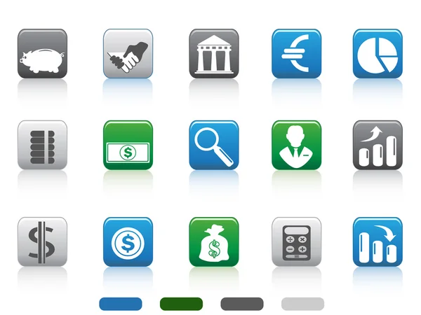 Basit Finans ve bankacılık Icons set kare düğme — Stok Vektör