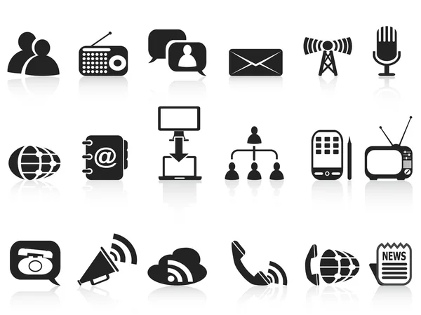 Conjunto de iconos de comunicación negro — Vector de stock