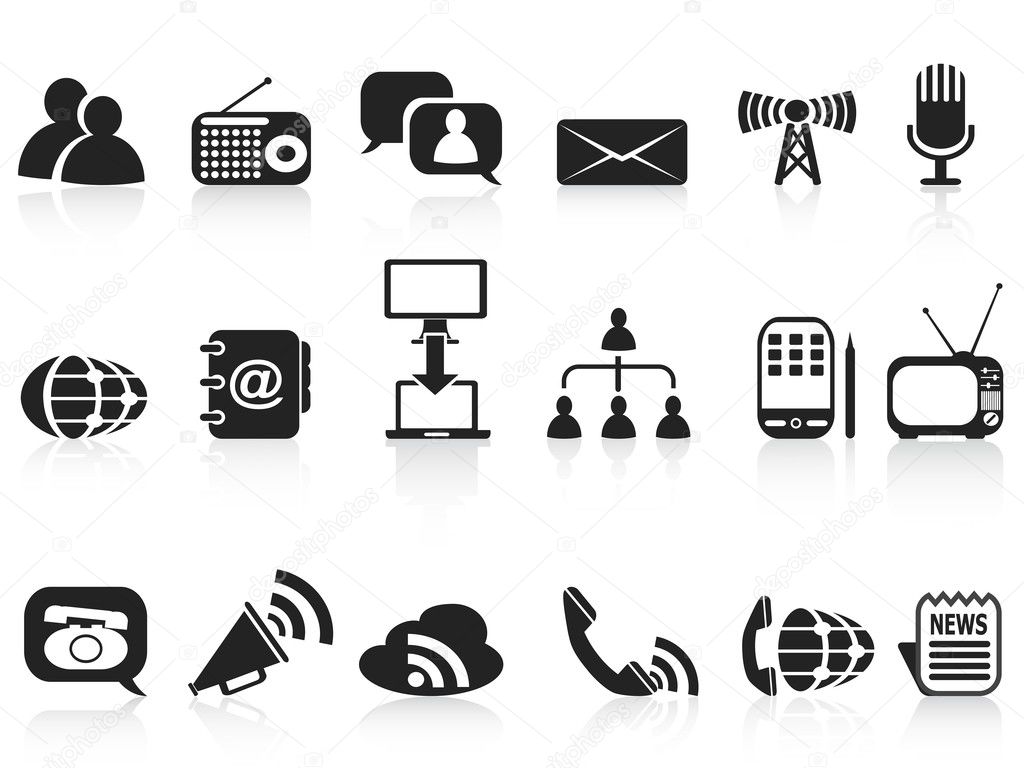 Black communication icons set