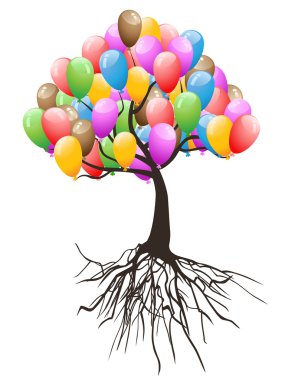 Balloons tree for happy holiday clipart