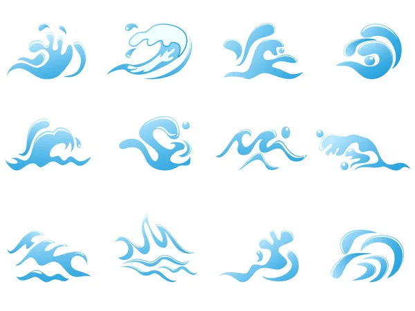 Iconos de onda azul — Vector de stock