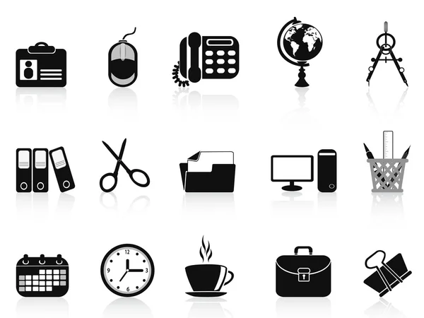 Biuro czarny zestaw ikon narzędzi — Wektor stockowy