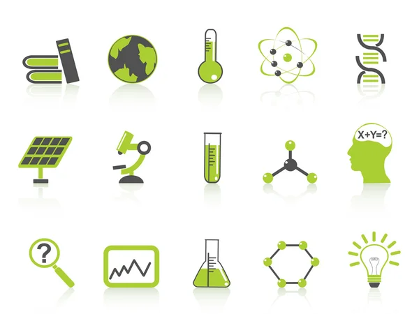 Simple science icons set,green series — Stock Vector