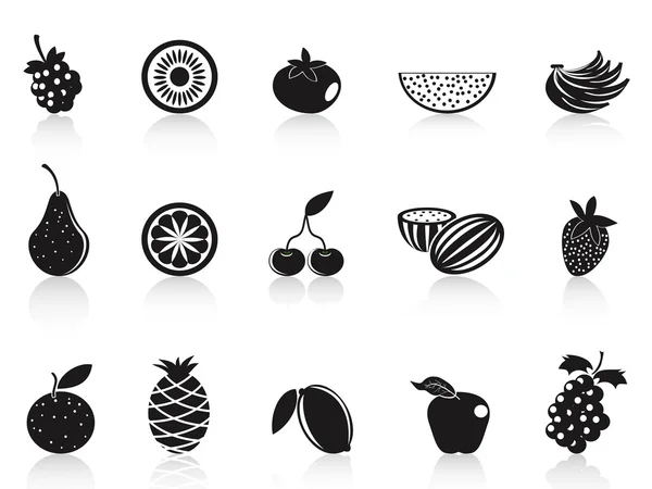 Schwarze Früchte Symbole gesetzt — Stockvektor