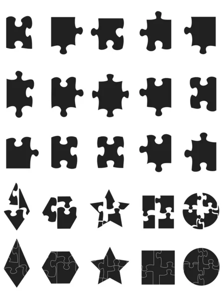 Black jigsaw Puzzle Pieces icon — Stock Vector