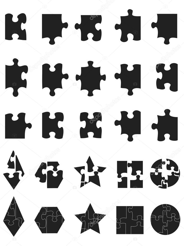 Black jigsaw Puzzle Pieces icon