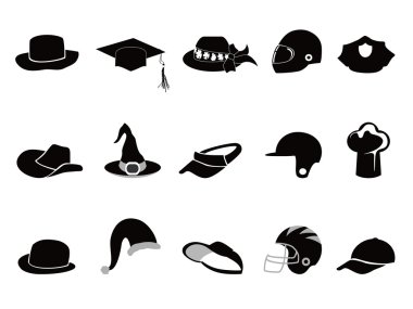 Collection of various black hat Silhouettes