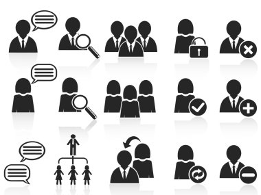 Black social symbol icons set clipart