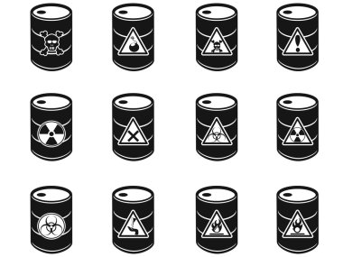 Toxic hazardous waste barrels icon clipart