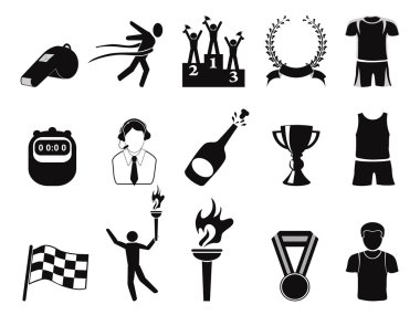 Black sports icons set clipart