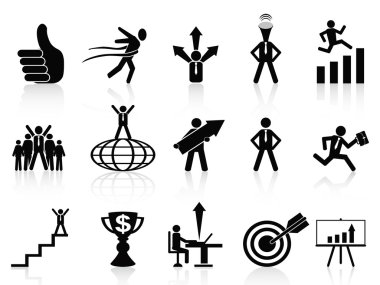 Successful business icons set clipart