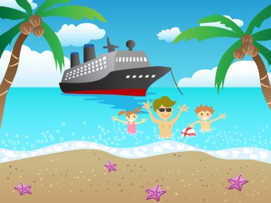 Cruise to beach clipart