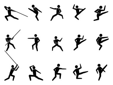 Martial arts symbol icons clipart