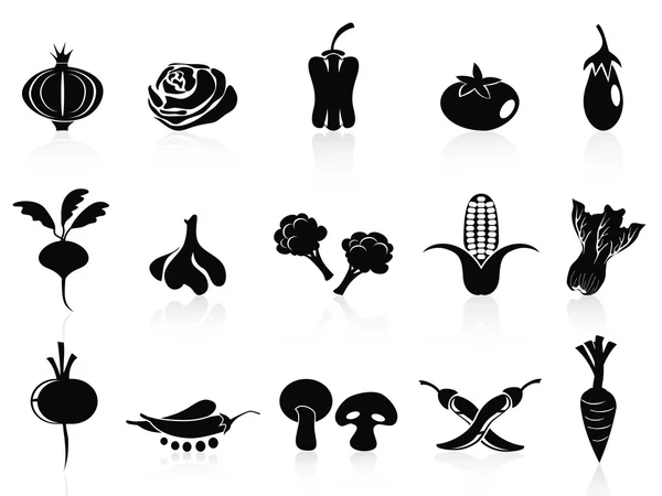 Black vegetable icons set — Stock Vector