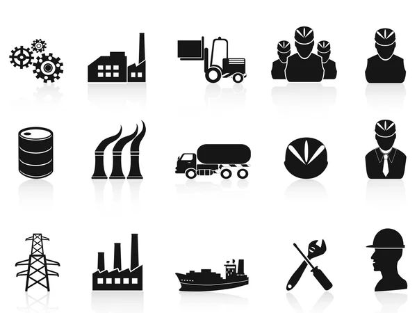 Conjunto de iconos de la industria negra — Vector de stock