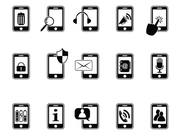 Icônes noires pour téléphone portable — Image vectorielle