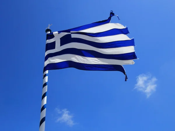 Bandeira grega rasgada — Fotografia de Stock