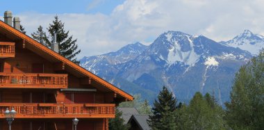 Chalet in Crans Montana by summer, Switzerland clipart