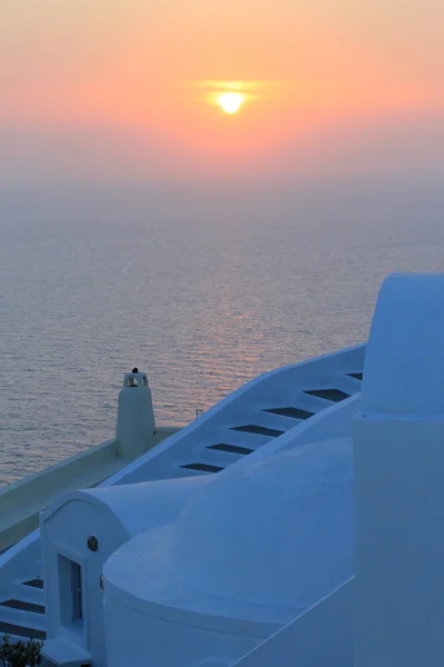 Solnedgången i oia, santorini, Grekland — Stockfoto
